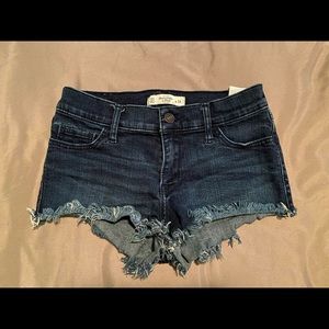 Abercrombie & Fitch Jean Shorts Low Rise Cut off Denim Dark Wash 00 y2k